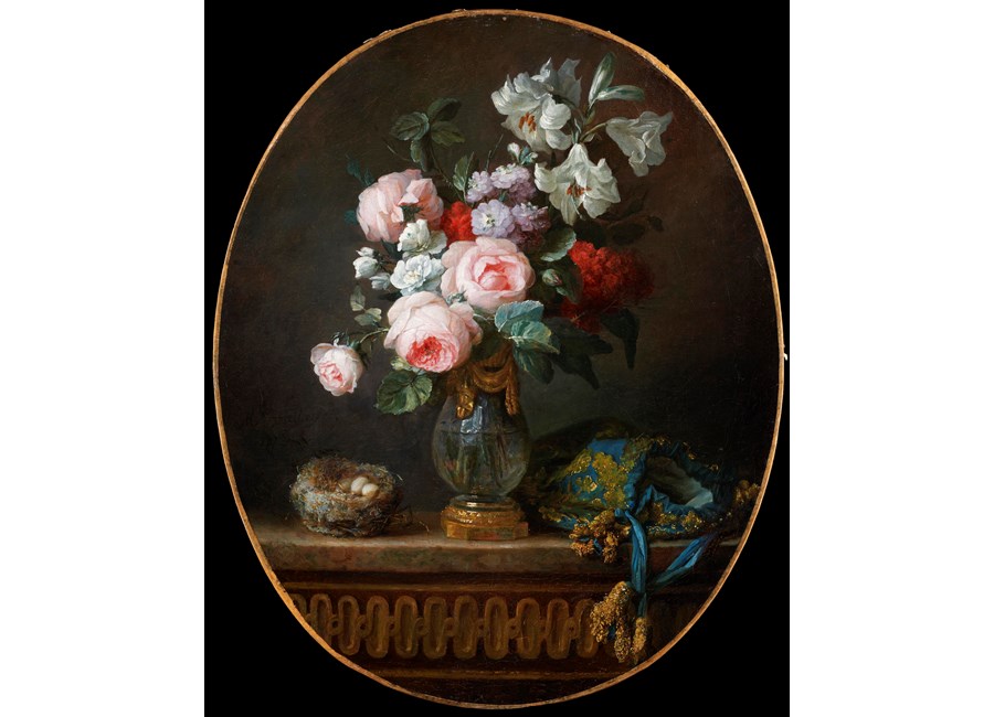 Still-life with Flowers, Bird’s Nest and Pouch
